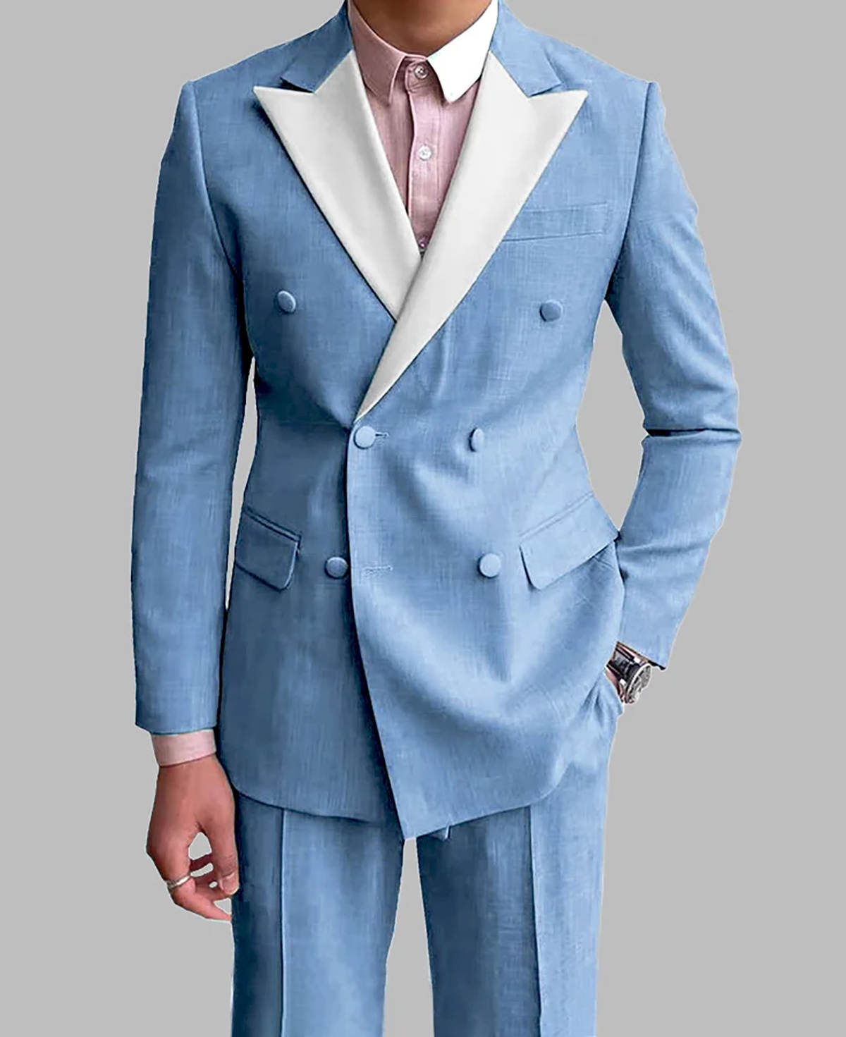 Formal Solid Color Men Wedding Tuxedos Peaked Lapel Tailored Pants Suits Birthday Party Prom Groom Wear 2 Pieces Customized