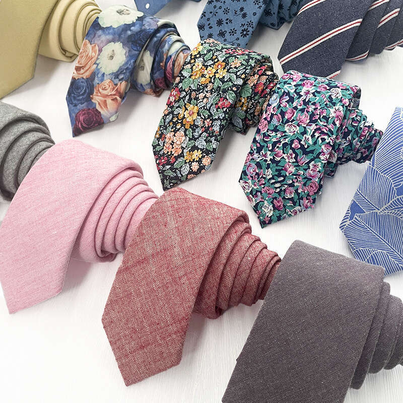 pure cotton printed solid color mens wedding handtied small 6cm floral tie straight