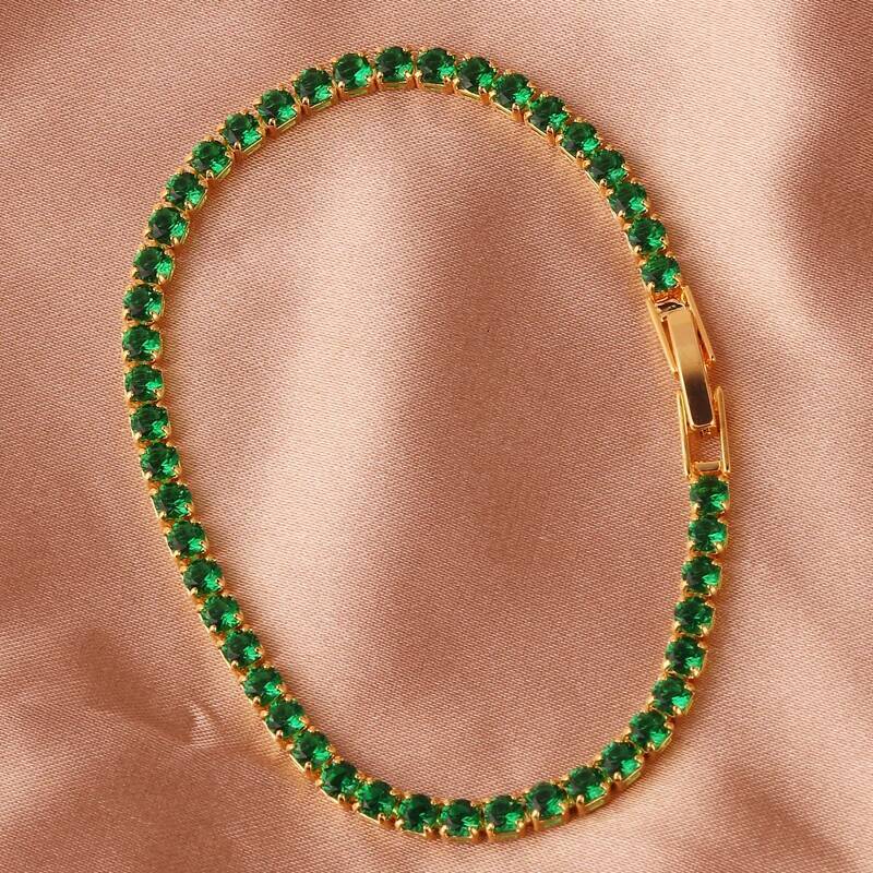 Elegant Emerald Green Cubic Zirconia Chain Necklace Dainty Super Tennis Choker Necklaces Jewelry for Women Donna Collane Hot