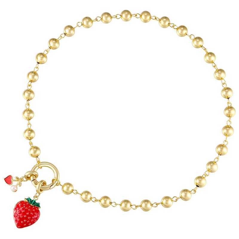 ZHUKOU New Styles Enamel Oil Drop Pearl Red Strawberry Pendant Necklace Sweet And Lovely Ladies Jewelry Chain 1 Piece VL643 XJ250604