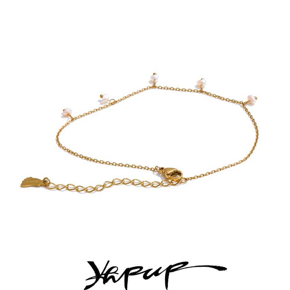Yhpup Summer Arrival Natural Pearls Drop Chain Foot Accessories Anklet for Women Waterproof Sandy Beach Stainless Steel Jewelry W250604
