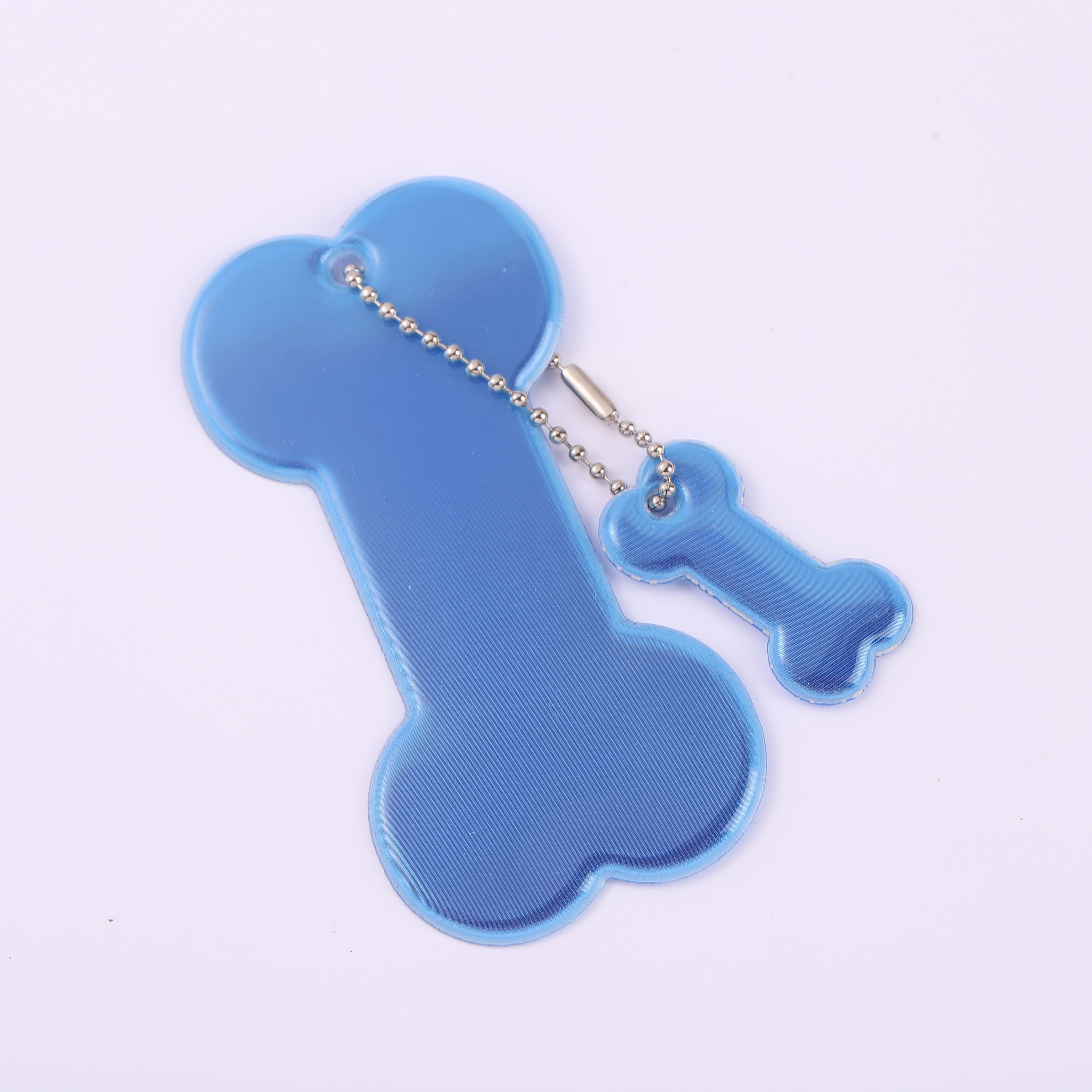 Reflective Bone-Shaped Two-Piece Keychain for Nighttime Visibility - Ideal Student Backpack Accessory