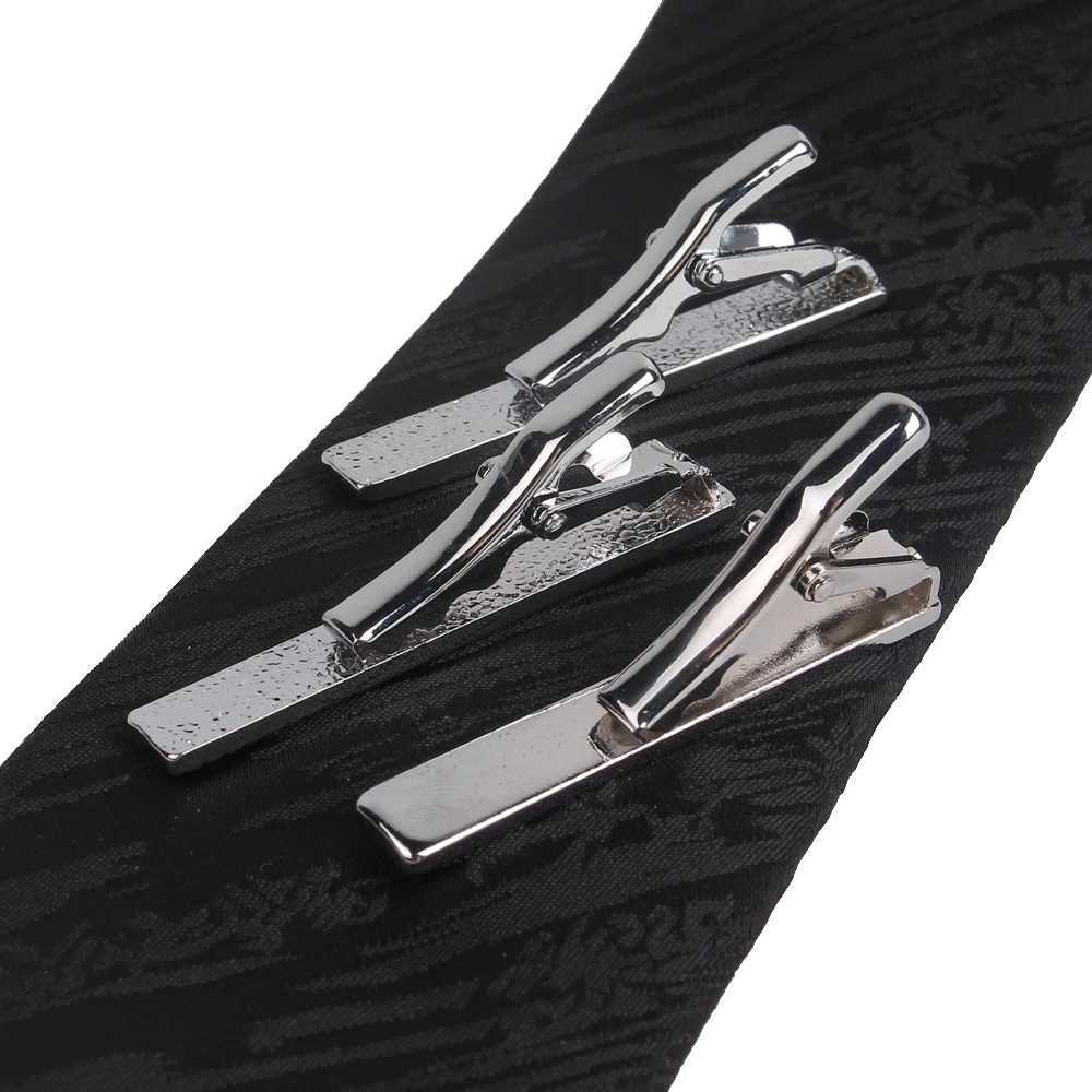 New Silvery Tie Clip For Men Classic Meter Tie Clips Alloy Tie Bar Quality Enamel Tie Collar Pin Crystal Business Corbata W250604