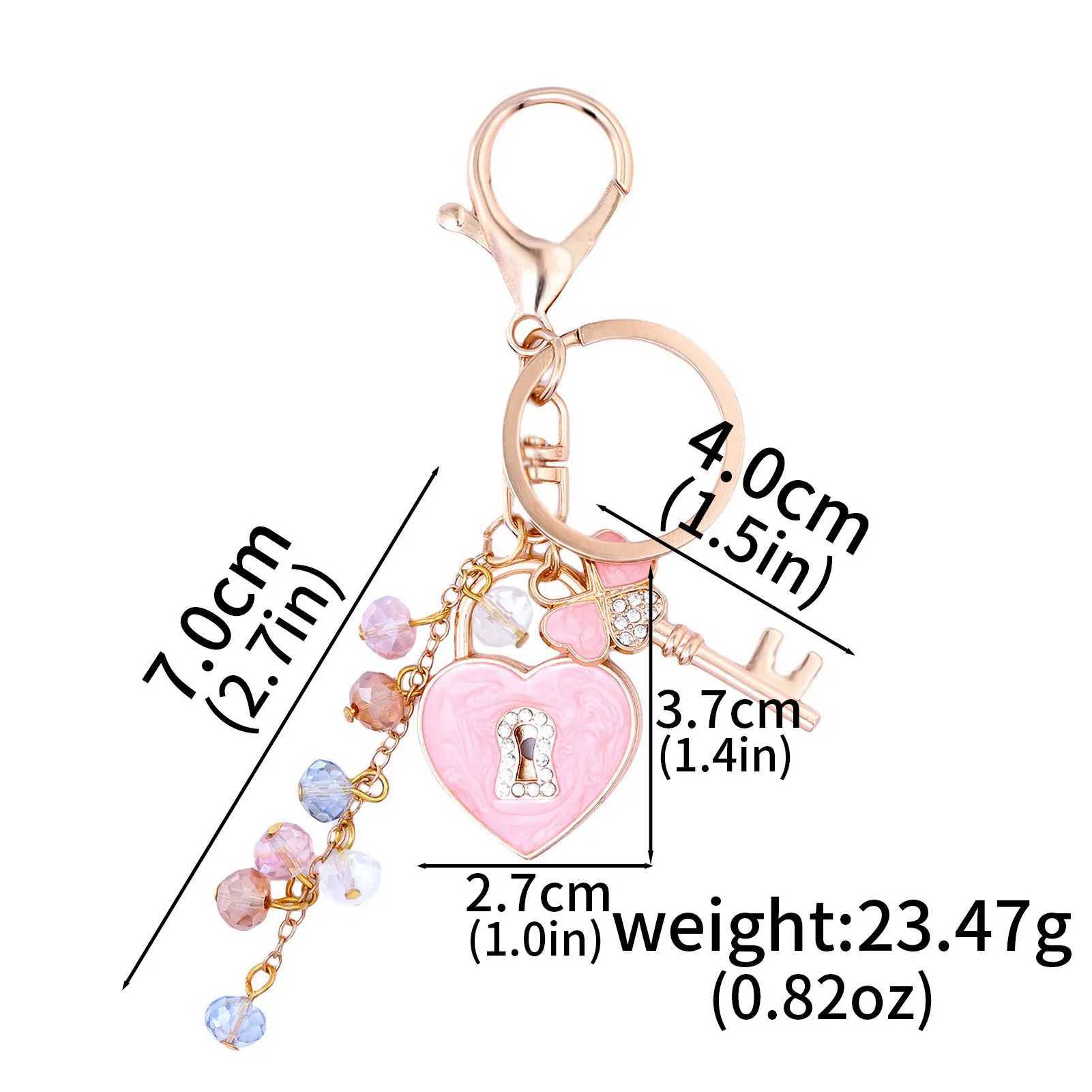 New Fashion Rhinestone Bow Key And Heart Lock Bag Keychain For Women Bag Charm Key Chain Birthday Gift Jewelry W250604