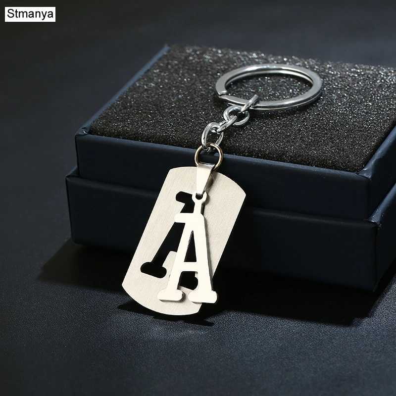 Charm New 26 Letters Stainless Steel Key Chain Men Women keychain Best Couple gift Jewelry Car Key Ring A-Z Keychain M250604