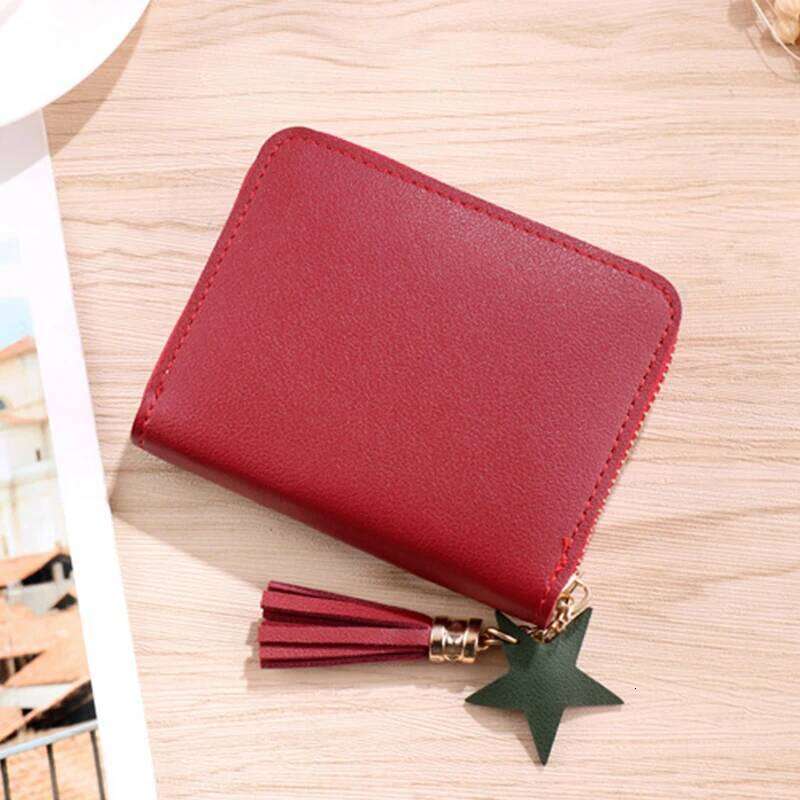 Women Small Ladies Mini Tassel Cute Girl Short Zipper Lovely Pu Leather Coin Female Hand Wallet Purse