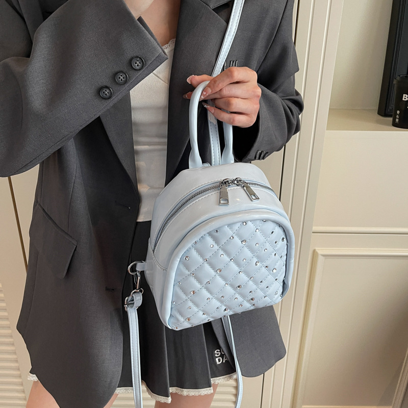 designer High-End Niche Quilted Diamond-Studded Double-Shoulder Small Bag for Women 2025 New Fashion Versatile Backpack Handbag