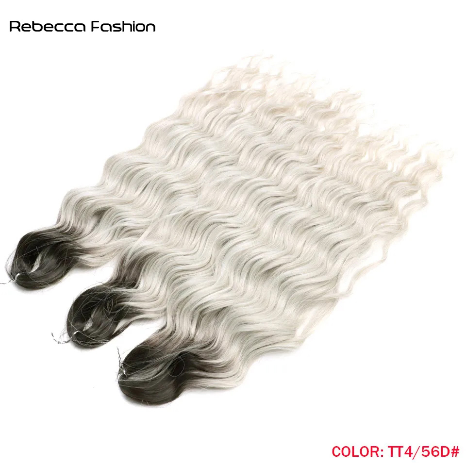 Rebecca Fashion Anna Synthetic 24 Inch Water Braiding Extensions Ombre Blonde Deep Wave Afro Curl Twist Crochet Hair for Women