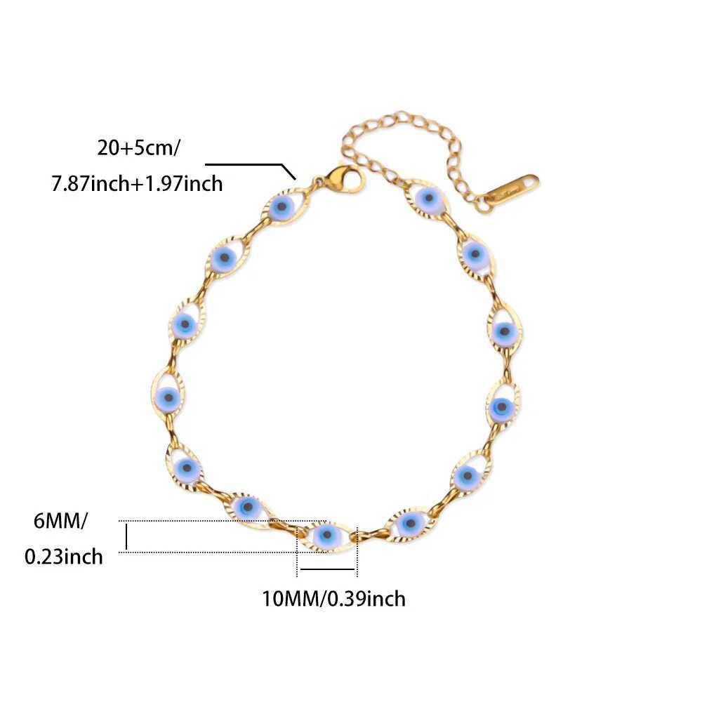 Stainless Steel Evil Eye Anklets For Women Gold Color Turkish Eye Chain Anklet Foot Ankle Bracelet Summer Jewelry Accessories W250604