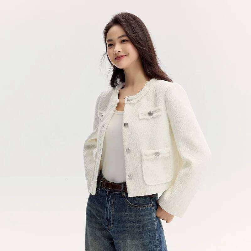 Semir Coat Women Short-Sleeved Shoulder Padding Tassel Elegant Gentle New Petit Charcoal Style Slim Fit Jacket