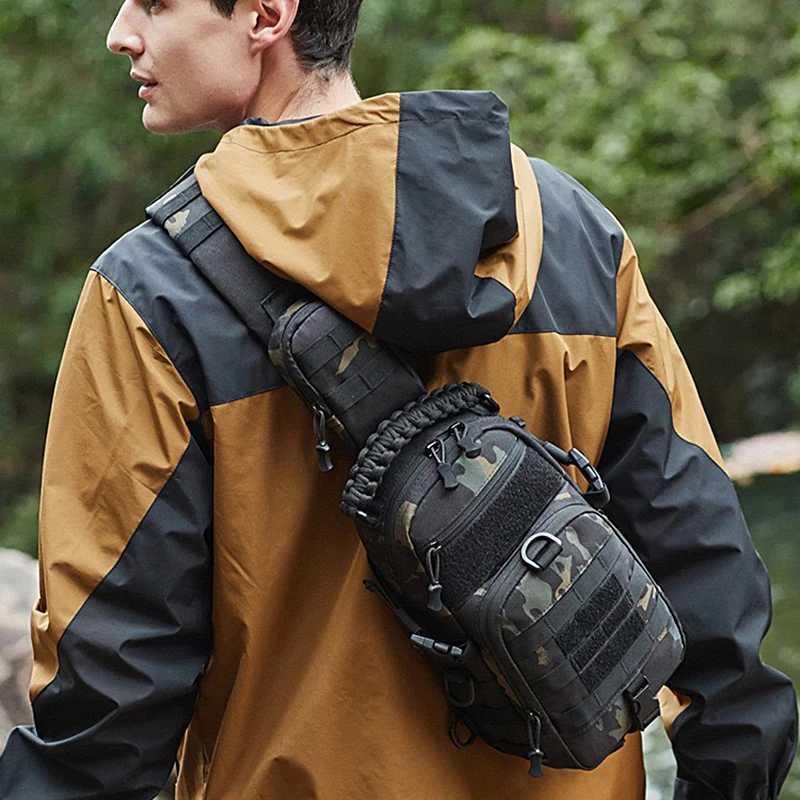 Tactical Chest Bag for Men Waterproof Camping Shoulder Outdoor Hiking Climbing Cycling Crossbody Bag Sling EDC Fanny Pack W250603