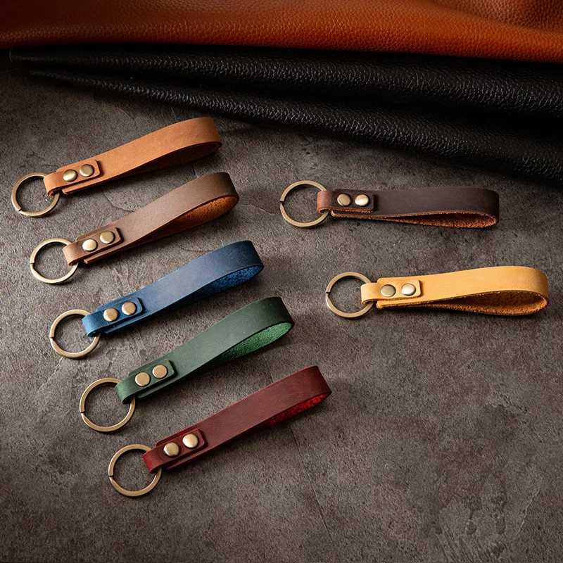 New Classic Vintage Cow Leather Keychain Men Personality Fashion Leather Car Key Ring K5057 M250604
