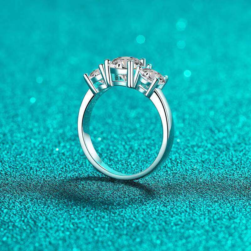 DHcollections Sier Original Total 2 Carat Round Brilliant Cut Pass Dia Test D Color Moissanite Wedding Ring for Women Fine Jewelry