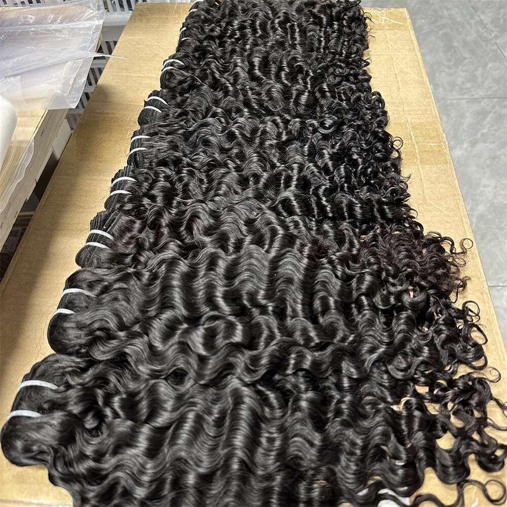 Original Real 3C4A 4 Bundle Deals Weft Extensions Burmese Curly Raw Human Hair Bundles Weave Full Head