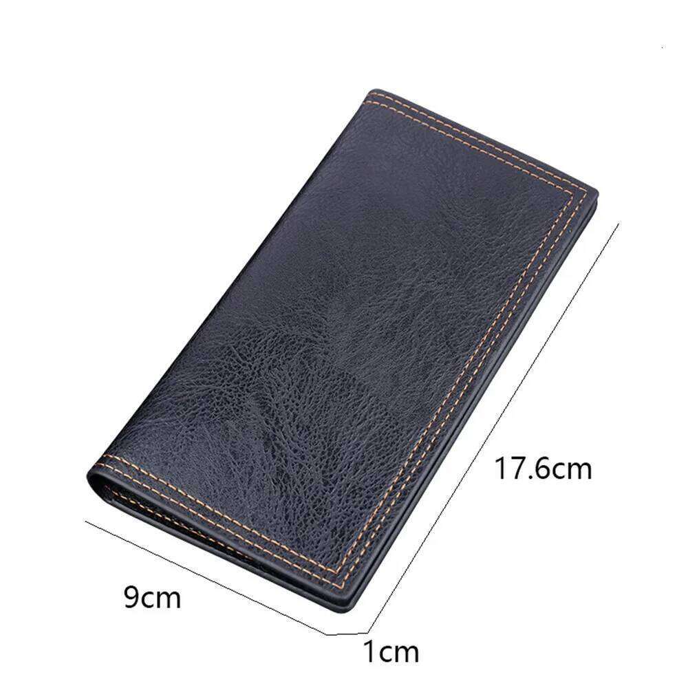 Classic Men'S Wallet Oil Wax Leather Long Wallets Gift Vintage Simple Storage Money Clip ID Bag Card Holder New