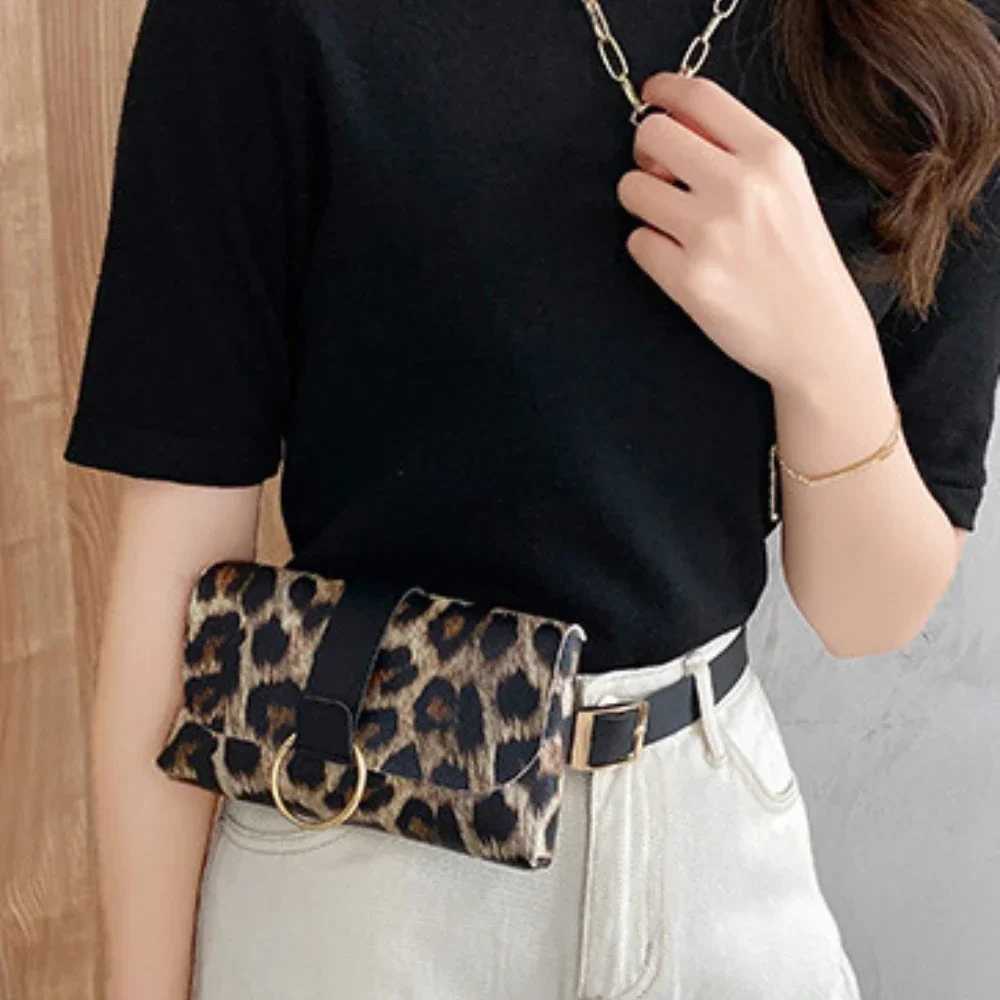 Flap Leather Fanny Pack Mini Waist Bag 2 in 1 Leopard Stripe Coin Purse Ladies Belt Bag Belt Mobile Phone Bag Waist Bag 2025W250604