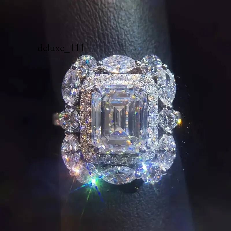2024 Choucong Sparkling Wedding Rings Jewelry Sterling Sier Fill Princess Cut 5A Cubic Zircon CZ Dia Gemstones Party Women Engagement Band Ring