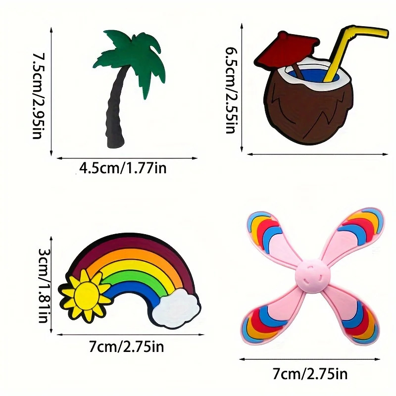 8pcs/set Cartoon Charm Inserts For Beach Bag Soft Accessories Beach Bag Tote Handbag Decoration 250603