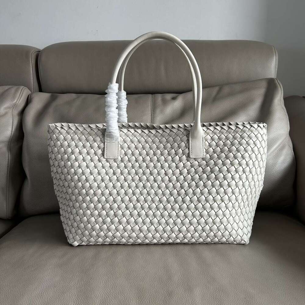 Woven Bag Leather Autumn Winter Genuine Leather Woven Large Capacity Mother And Child Tote Handheld Shoulder Underarm Grocery Basket Mommy Bag Soft Wo