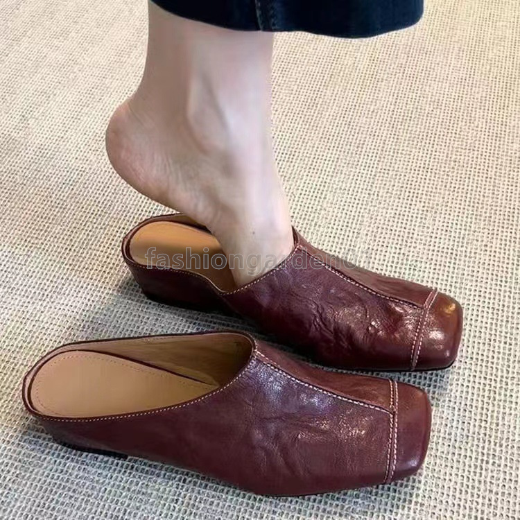designer sandals womens half slippers fashion casual sandal women's slides outdoor inner height leather luxury sandals french wedge retro lazy sa