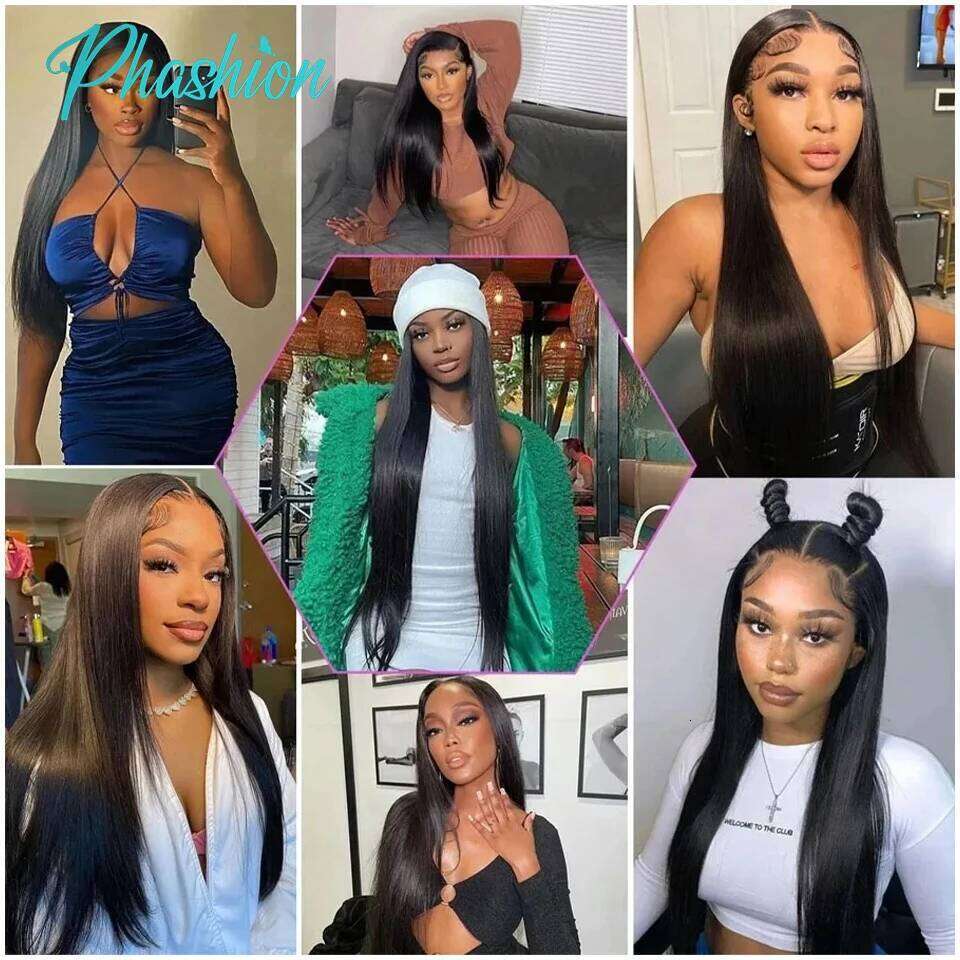 Phashion HD 13x6 13x4 Lace Frontal Straight Pre Plucked 4x4 5x5 6x6 Swiss Full Closure Only Natural Black 100% Remy Human Hair Synthetic Hair