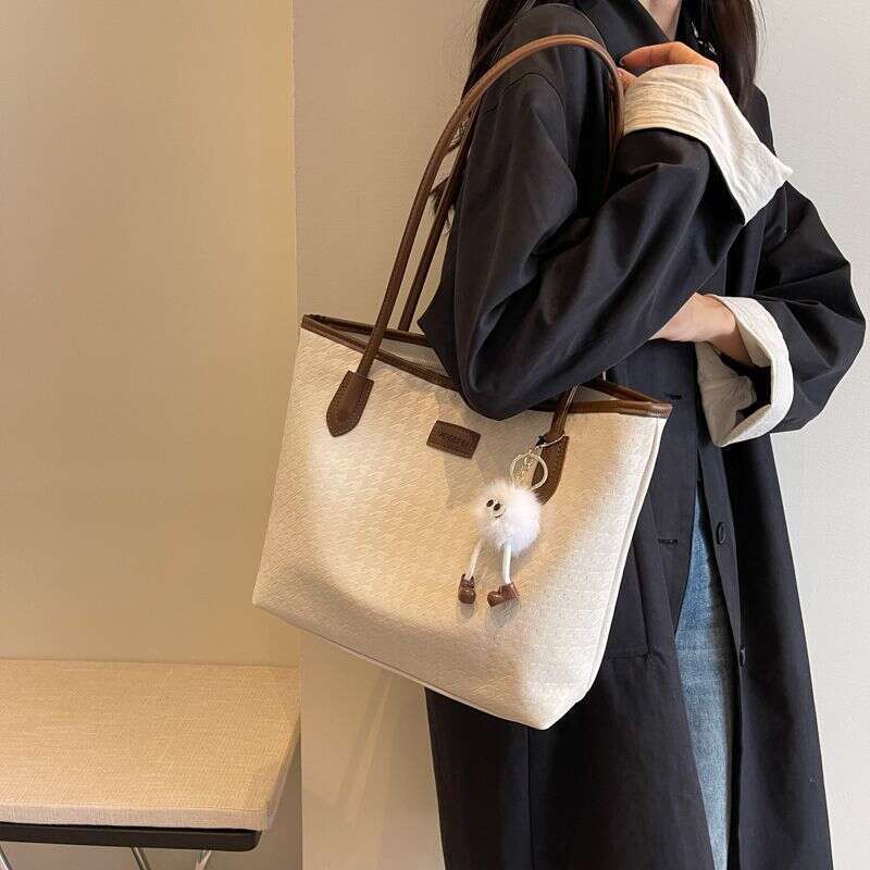 Large Capacity for Women 2025 Casual Office Shoulder High-end Feel College Student Class Commuting Tote Bag Elegant Versatile New Trendy Fashion Ins