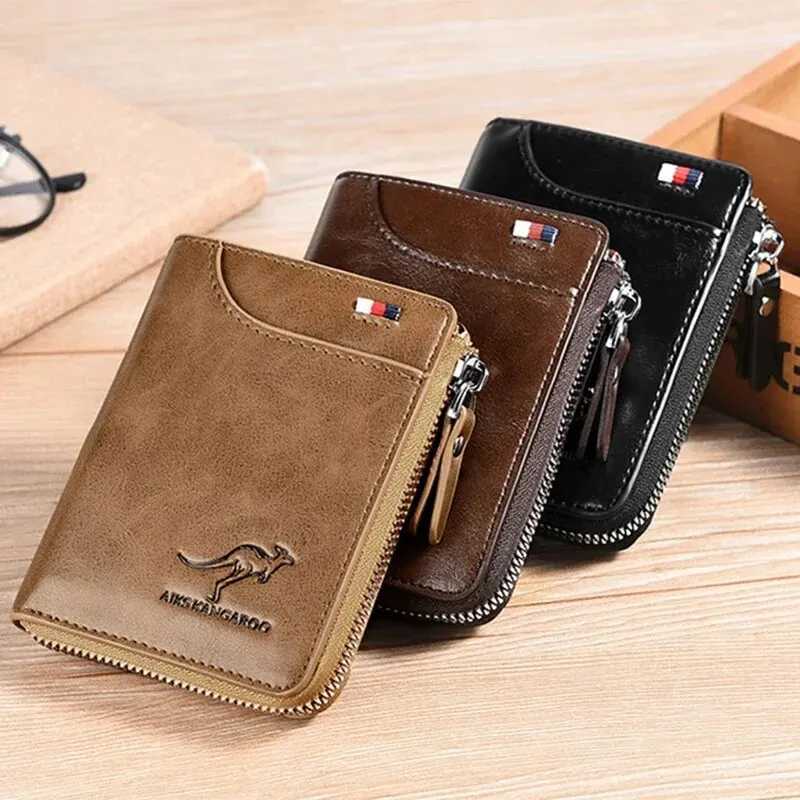 Mens Wallet Leather Business Card Holder Zipper Purse Luxury Wallets for Men RFID Protection Purses Womens Luxury Wallet T250604