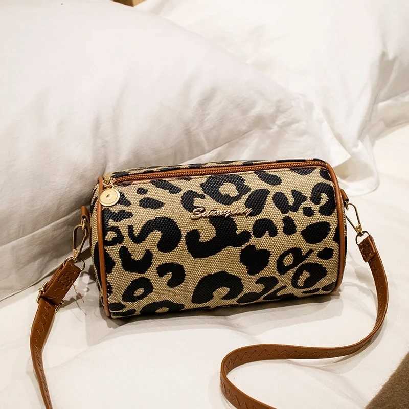 Leopard print polka dot cylinder bag 2025 pillow bag womens pen holder bag Printed single-shoulder bag crossbody bag XJ250604