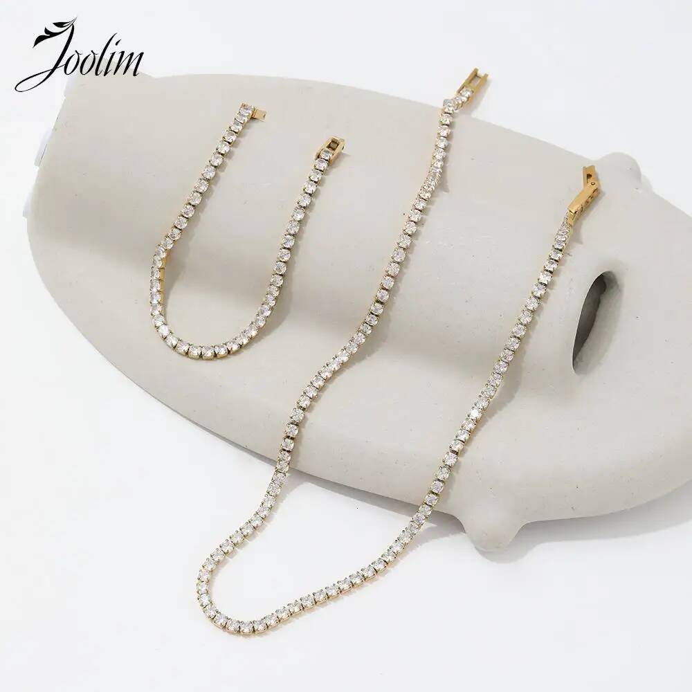 Joolim Jewelry Wholesale Non Tarnish & Waterproof CZ Tennis Stainless Steel Choker Necklace For Women