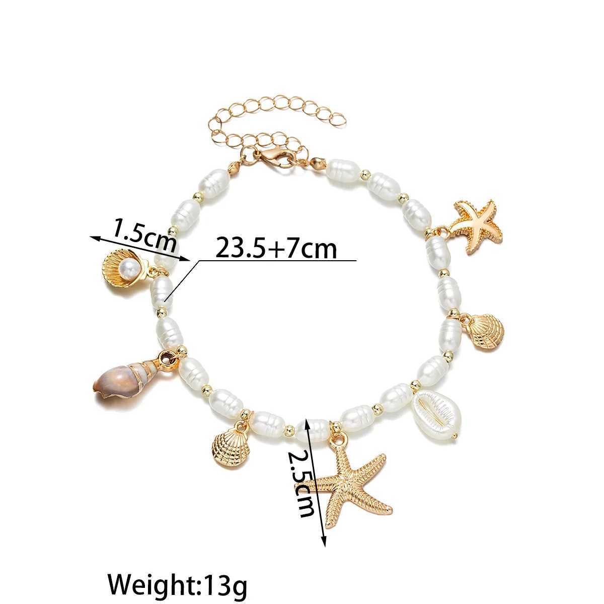 Boho Style Pearls Anklet for Women Girls Summer Trendy Fashion Starfish Pendant Ankle Bracelet Female Foot Beach Jewelry W250604