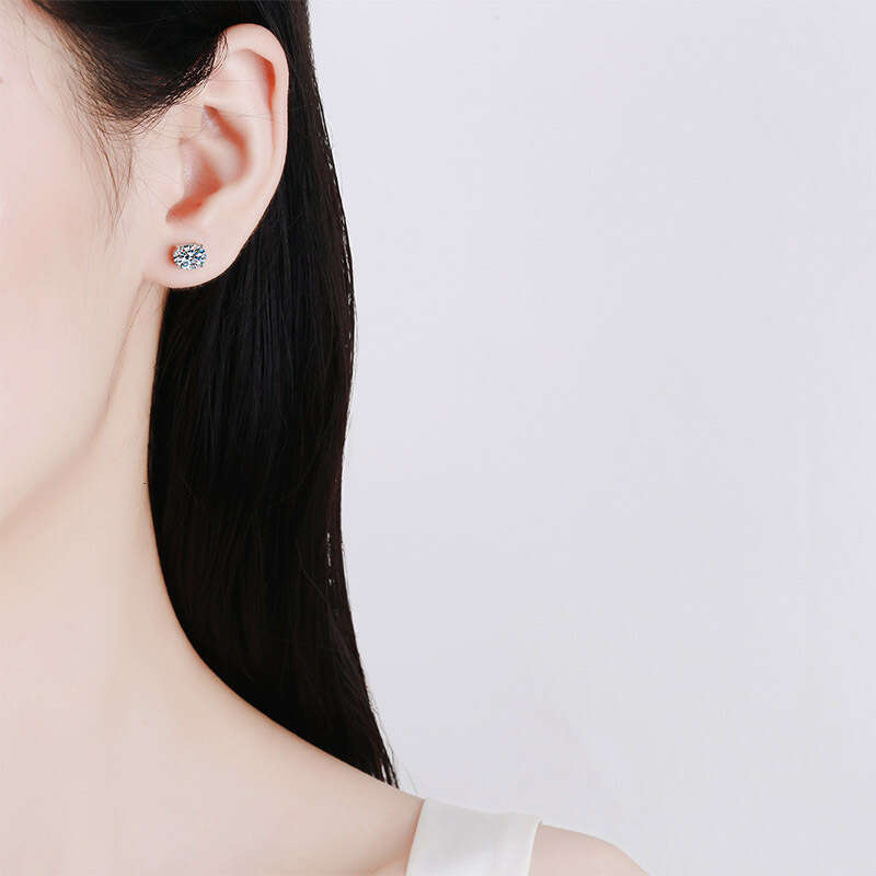 DHCollections Sterling Earrings for Women Pigeon Egg Moissanite, Delicate and Petite Ear Jewelry, Plated with PT950 Gold