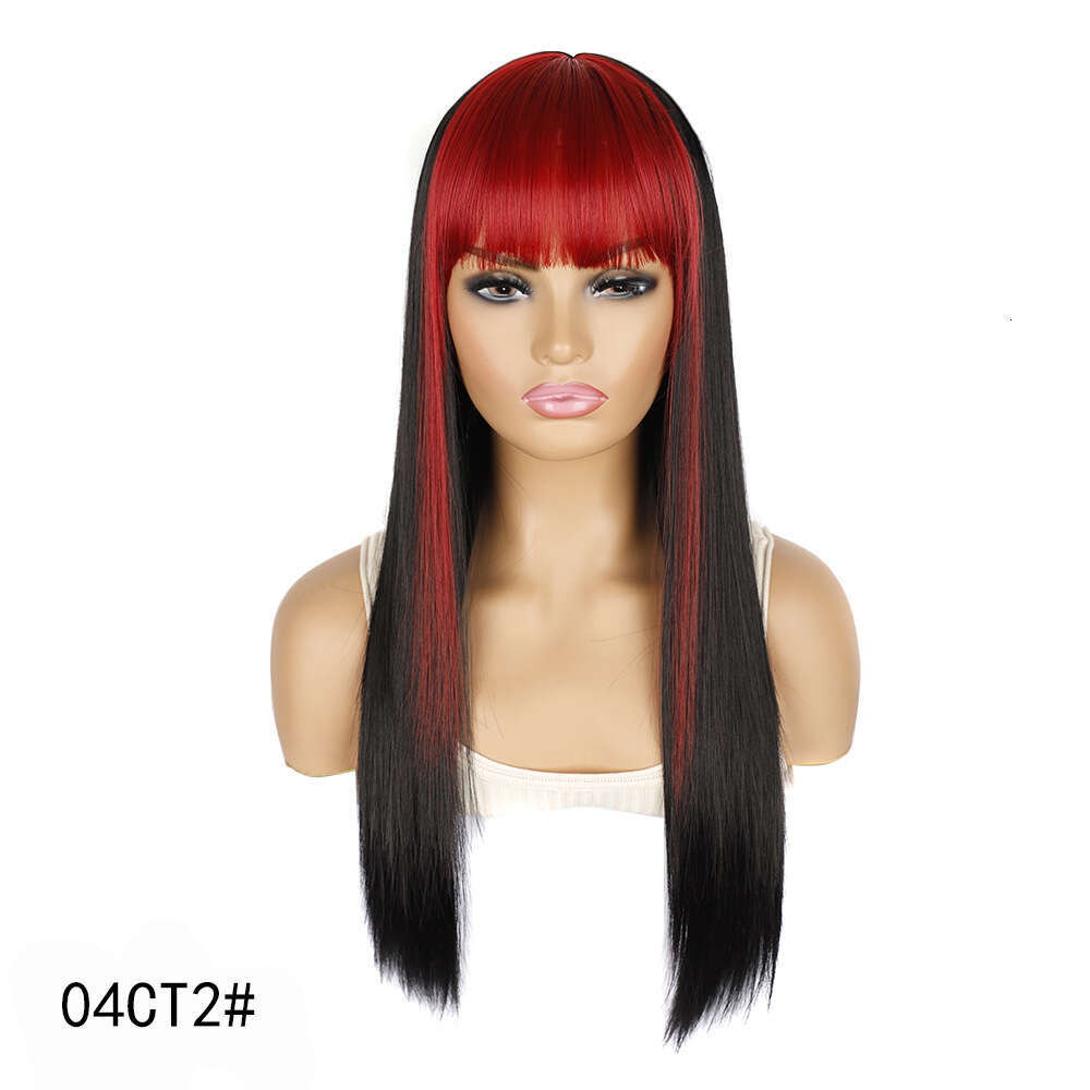 Colorful Dyed Sideburns Bangs Hair Headgear Hip-Hop Anime Dance Party Straight Long Color Wig