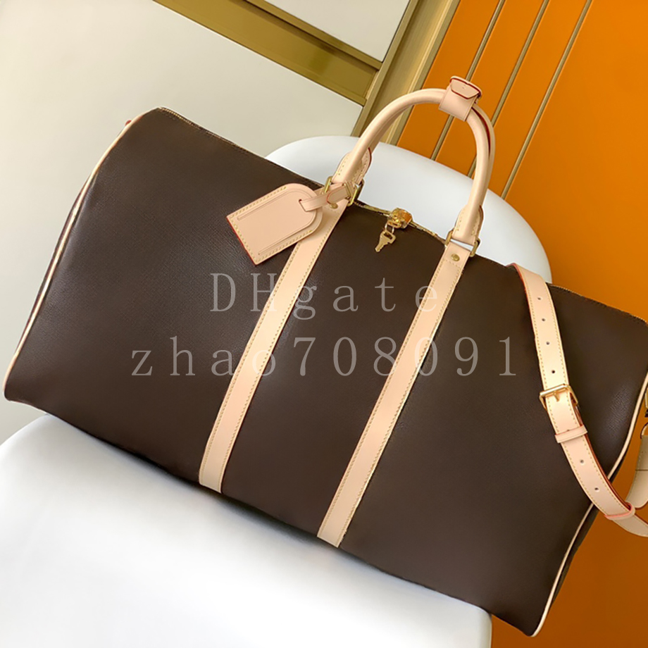 Diamond quality Designer Traveling bag 55CM Genuine Leather Tote Bag Luxury Handbag With box MLK01F1