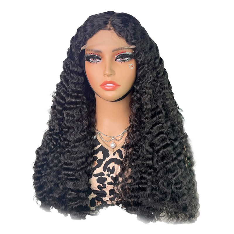 natural black 5x5 hd lace front myanmar deep wave wig precut hairline thicker curls