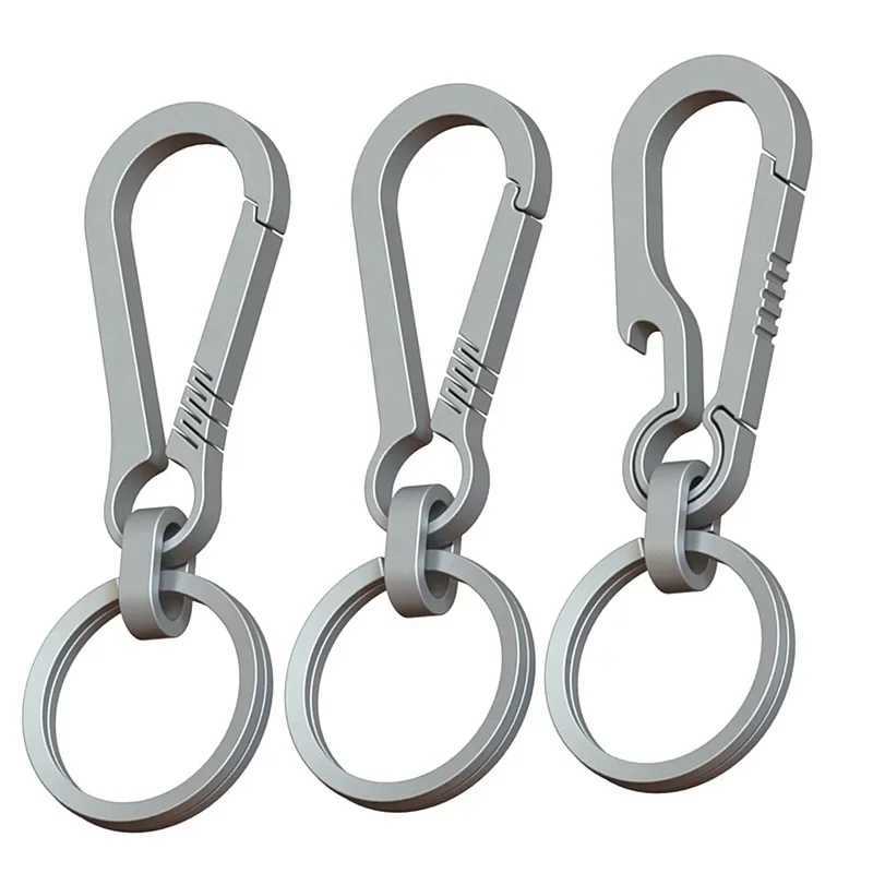 Titanium Carabiner Keychain Carabiner Hook Key Ring Key Holder with Bottle Opener for Camping Hiking Fishing Travel Outdoor M250604