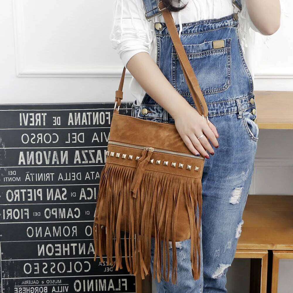 Women's Bags Designer Fringe Design Messenger With Adjustable Strap Everyday Trendy Leather Shoulder Bag Tassel For Autumn And Winter