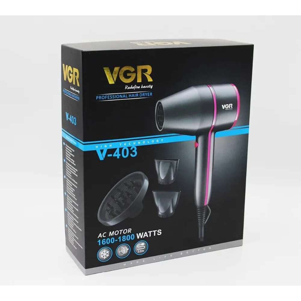 Salon/Home Professional Dryer Blow Hot Cold Air Speed Adjust With Two Nozzles Hair Styling Tool 220-240V Voltage Eu Plug