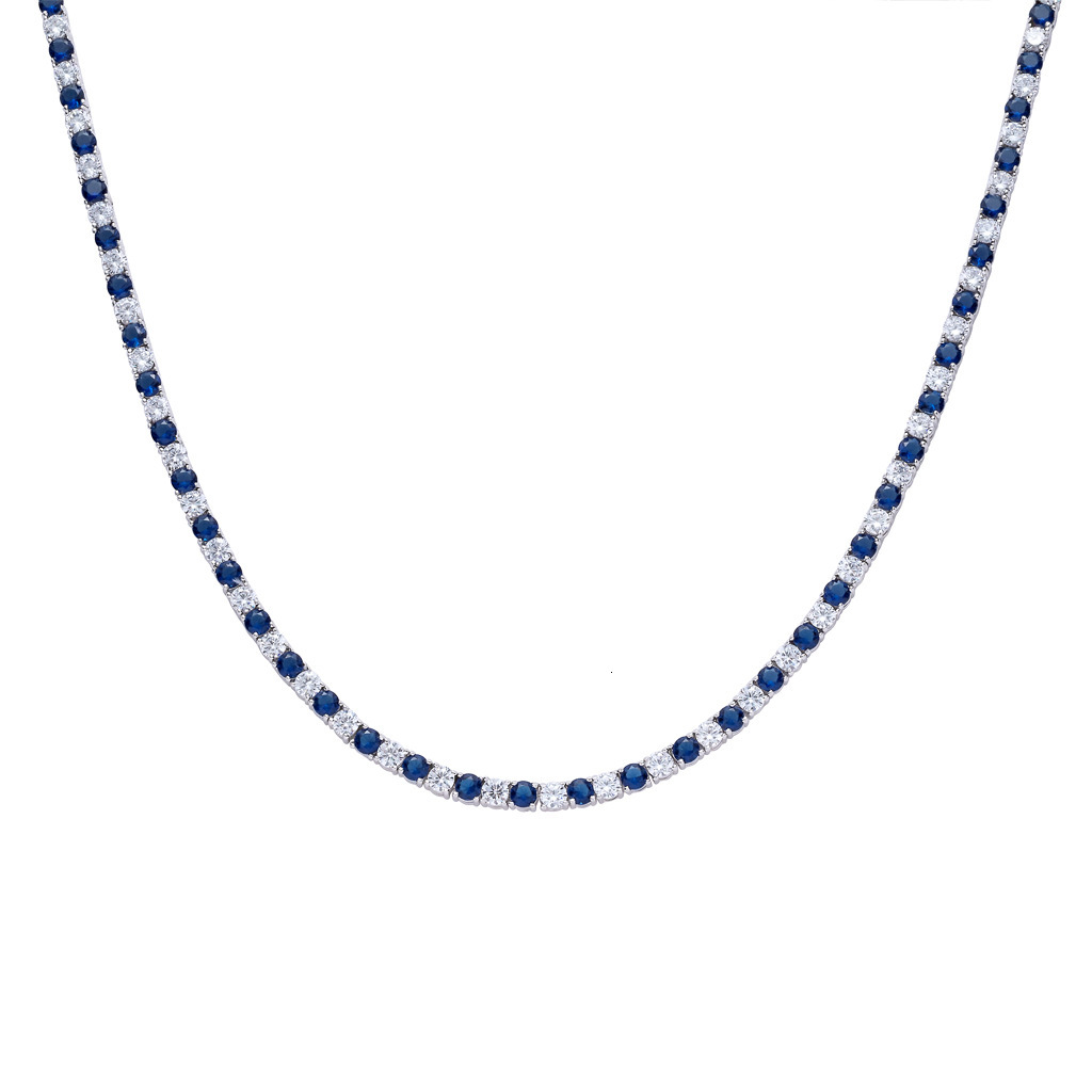Necklace Mens Hip Hop 5mm Tennis Chain Tennis Chainlan Blue White Colored Moissanite Necklace