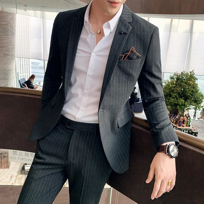 Blazer Pants Highend Formal Business Plaid Mens Suit Groom Wedding Dress Solid Color Stage Performance Tuxedo S7XL 250604Z