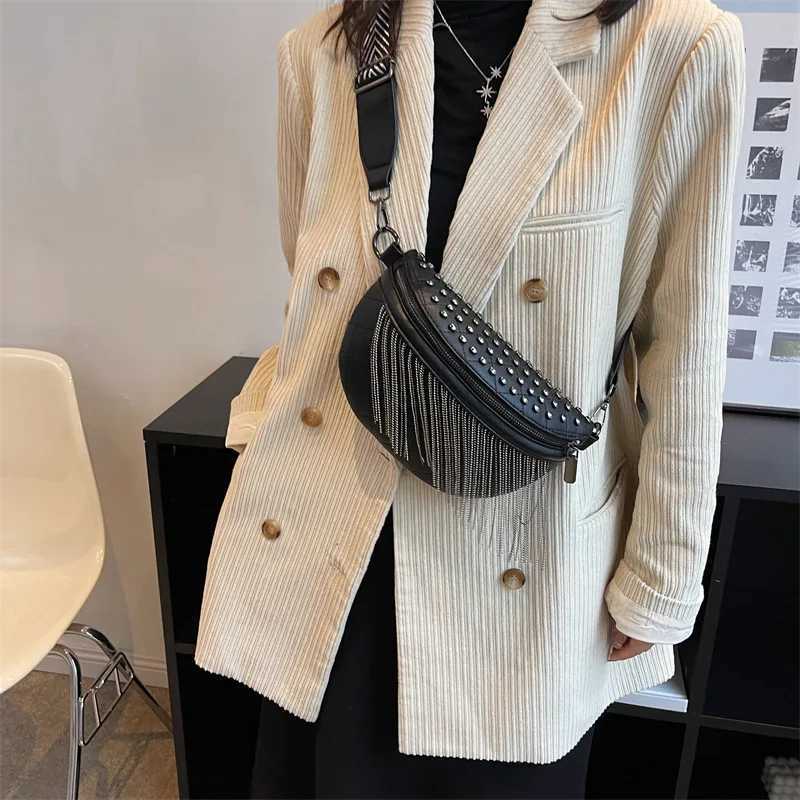 Large Capacity Waist Pack Fashion Waist Bag Capacity Crossbody Chest Bag Women Waist Bag Casual Rivet Design Travel Pack W250604