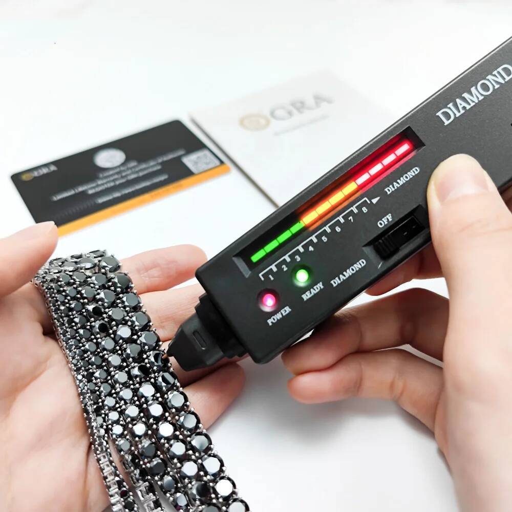 FEOBUR 3/4/5mm Black Moissanite Tennis Necklace Sier S for Man Women Full Dia Chain Hip Hop Jewelry with Certificate