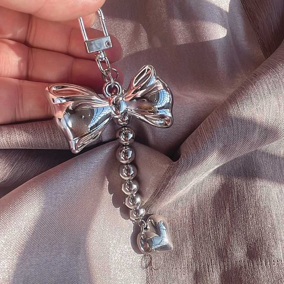 Fashion Bowknot Keychain for Women Luxury Bag Hanging Decoration Mobile Phone Bead Keyring Party Jewelry Girl Accessories W250604