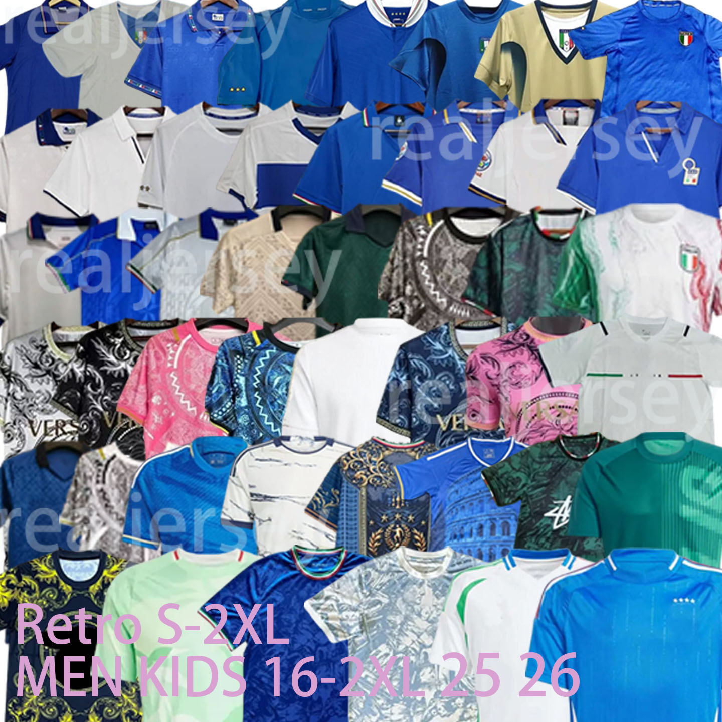 24 25 26 Team Italy Soccer Jerseys classic Retro TORRES GERRARD RASPADORI BARELLA DEL PIERO 90 94 96 98 Rossitto R.BAGGIO Balotelli 2000 06 12 20 21 Italia football shirt