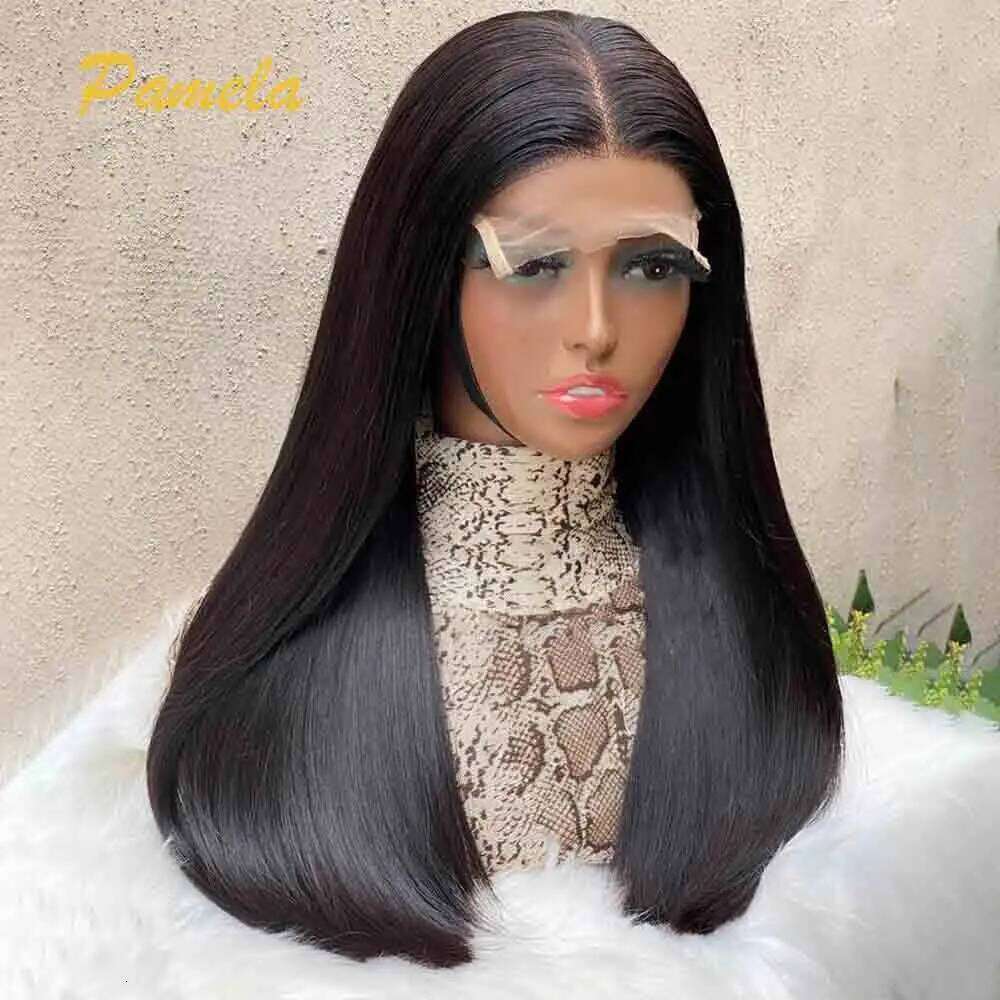 400% Density Double Drawn Glueless Human Hair Ready To Go Bone Straight 13X6 HD Transparent Lace Frontal Wig Bleached Knots