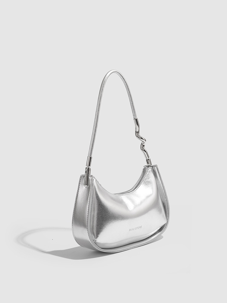 Silver women's armpit bag, new fashionable multifunctional women's shoulder bag designer, large capacity women's crossbody bag