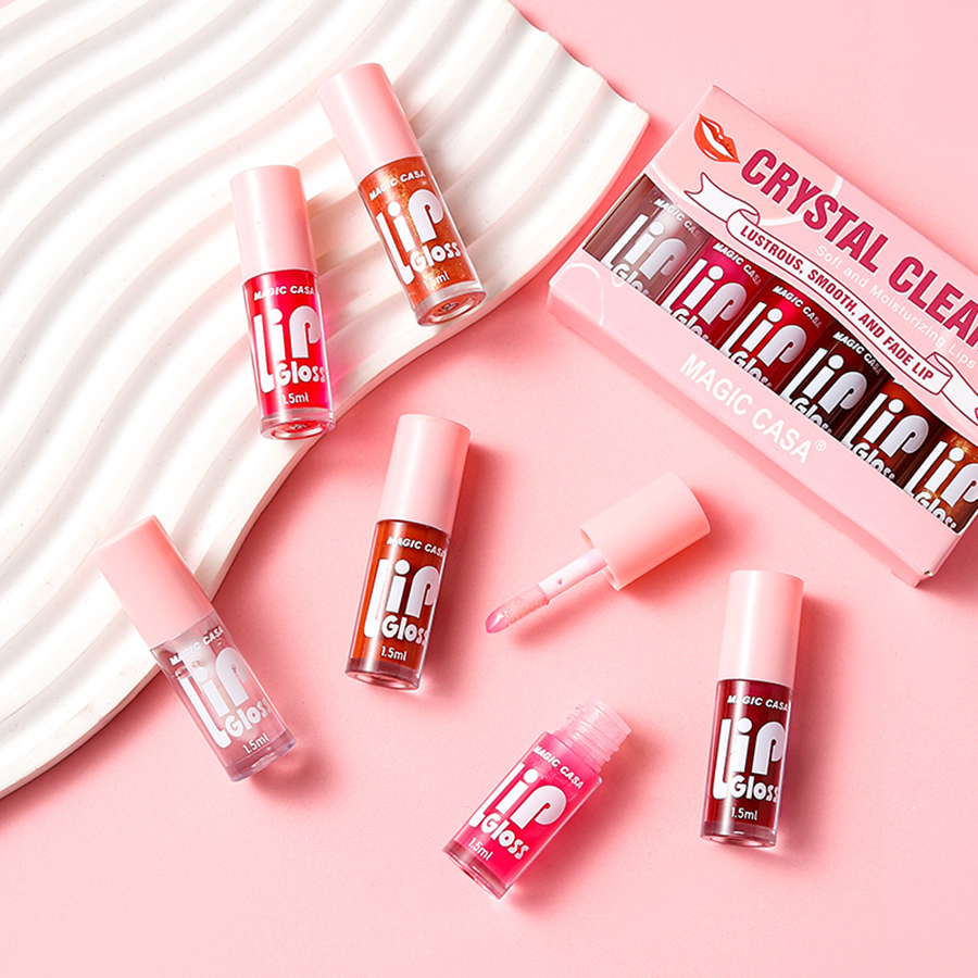 Six Colour Lip Oil, Watery Mirror Lip Glaze Set, Liquid Lipstick Moisturising Lip Gloss, Multi-Colour Lip Balm Highly Pigmented Tinted Lip Oil DH1002