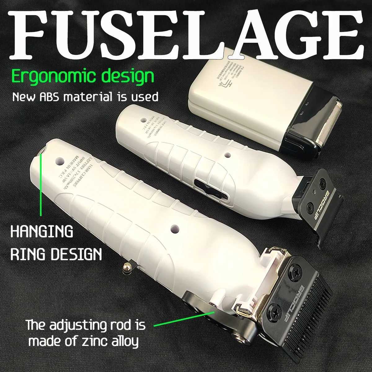 Professional BRDCLIP FA1C FA1T FK701 White SET 8800/7700/7000RPM DLC FADE Blade Barber Clipper Shaver Electric Trimmer With BaseXJ250604