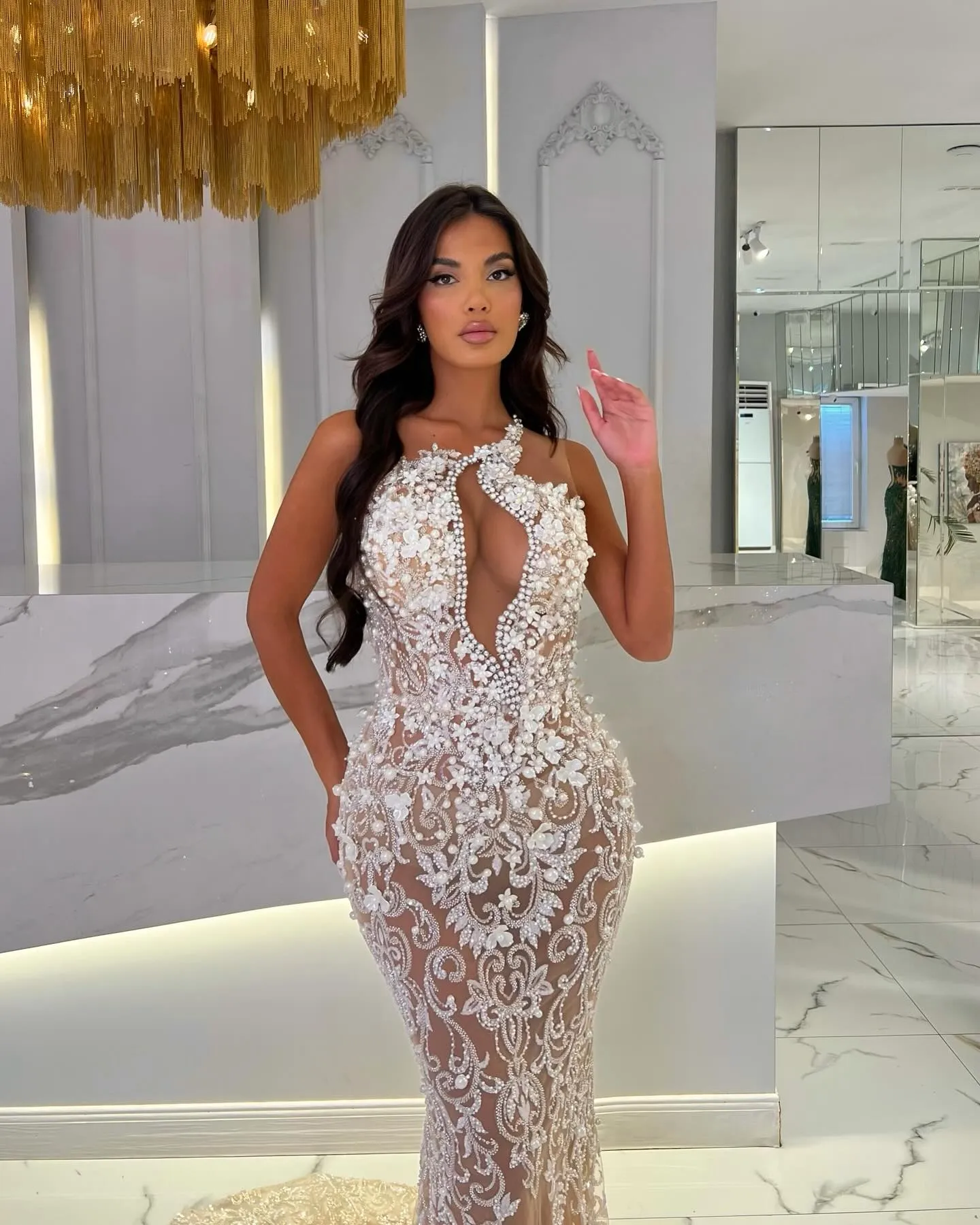 Luxury One Shoulder Prom Dress Customized Glitter Beaded Appliques Party Gowns Sleeveless Floor Length Formal Evening Dresses