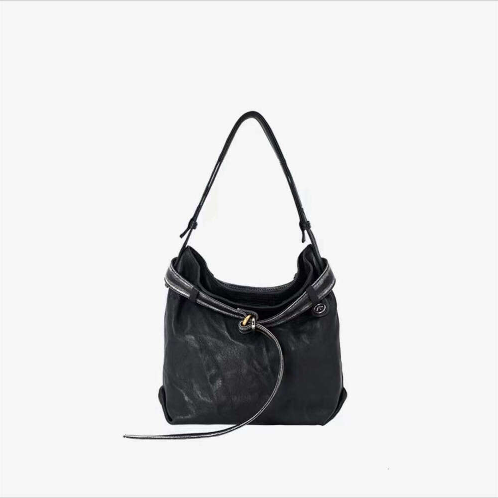 Women's Bags Designer GROTTO Series Trash Black Stone Hobo Mother-Daughter Tote Vegetable Tanned Wrinkled Sheepskin Single Shoulder Crossbody Bag