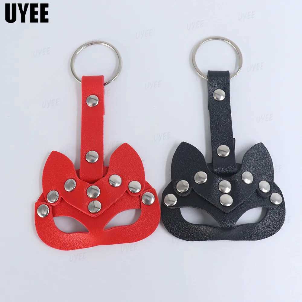 UYEE Handmade Punk Fox Keychain PU Leather Metal Rivet Ladies Car Keychain Pendant Luxury Design Decoration for Bag Couples Gift M250604